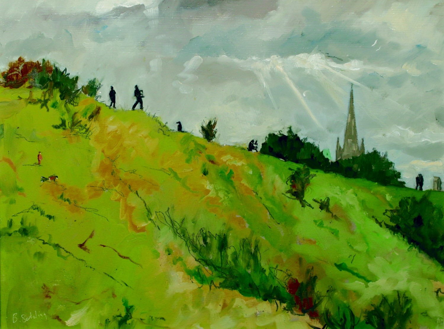 Artist Brian Korteling - We Painted For a While, Then We Rolled Down the Hill, £350 14x11 Oil on Board at Paint Out Norwich 2015