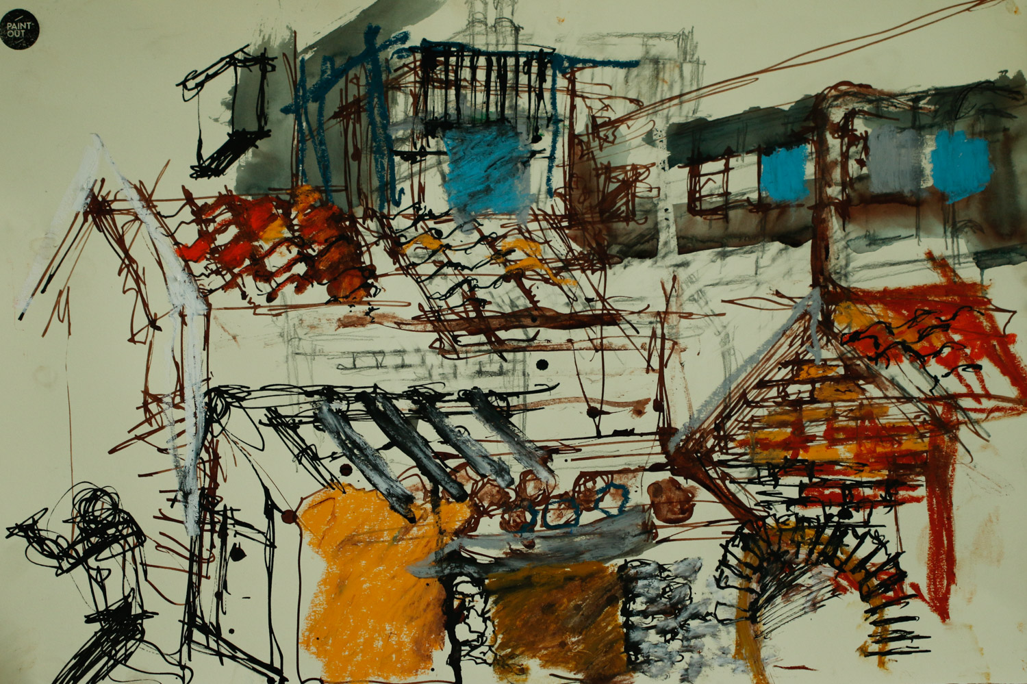 Artist Denis Clarke - Street Study, £500 20x24 Mixed Media on Paper at Paint Out Norwich 2015
