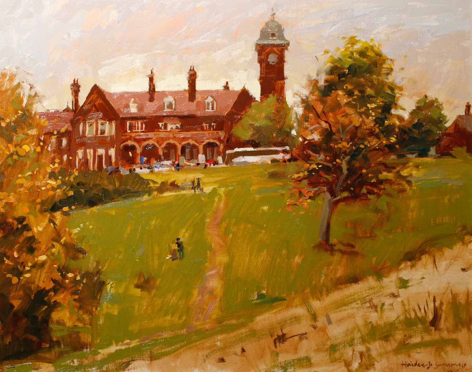 Artist-Haidee-Jo-Summers-Old-Army-Barracks-at-Mousehold-Heath-£850-16x20-Oil-on-Board-at-Paint-Out-Norwich-2015-photo-by-Mark-Ivan-Benfield-6657-1