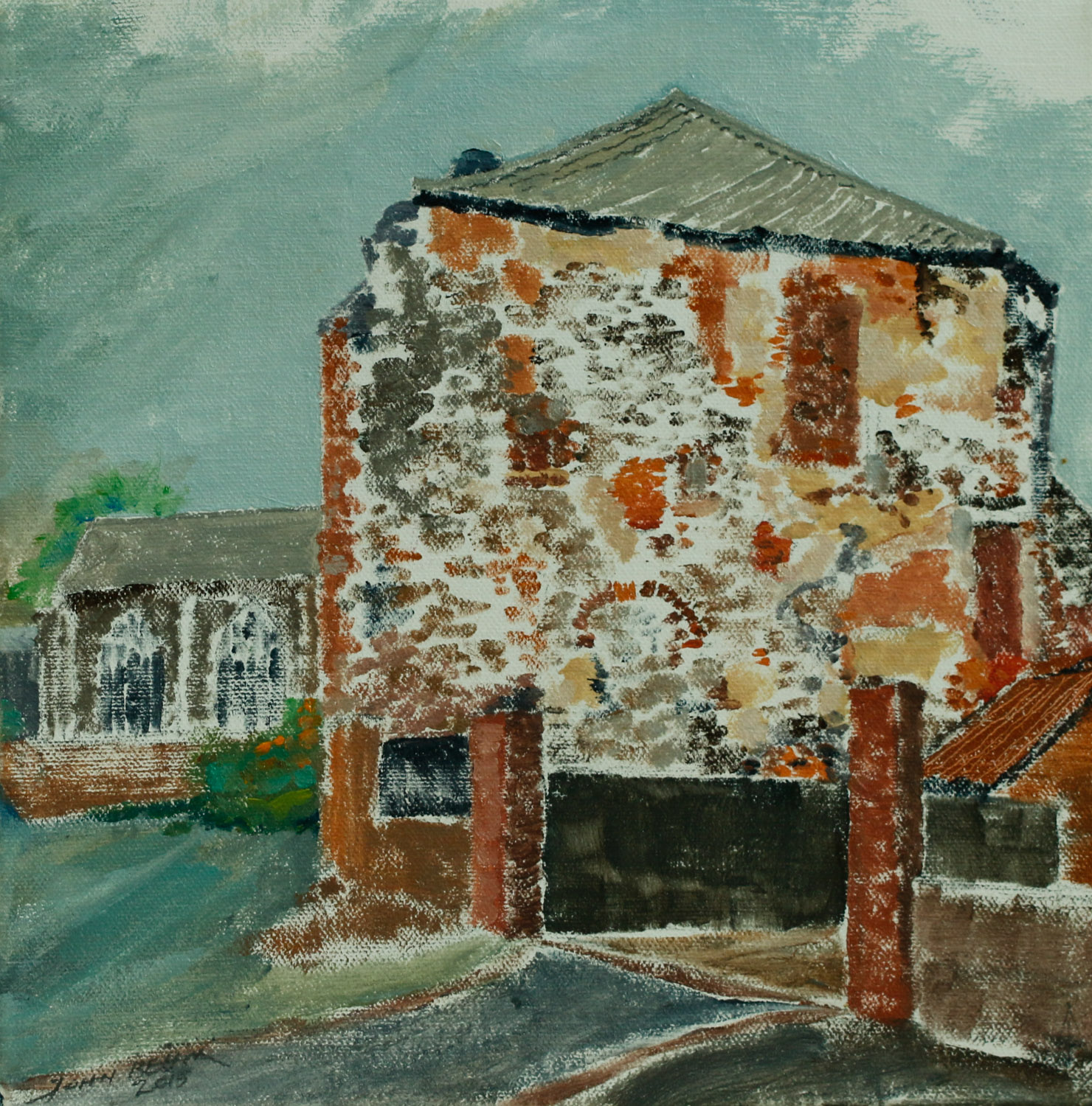 Artist John Behm - Local Colour, The Monastery, Elm Hill, £250 10x10 Oil on Canvas at Paint Out Norwich 2015