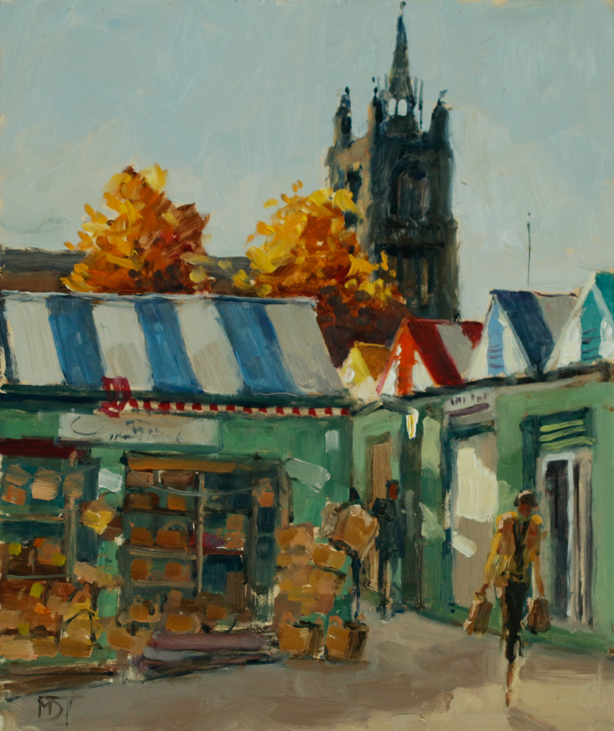 Artist Mo Teeuw - The Basket Stall, £350 10x12 Oil on Board at Paint Out Norwich 2015