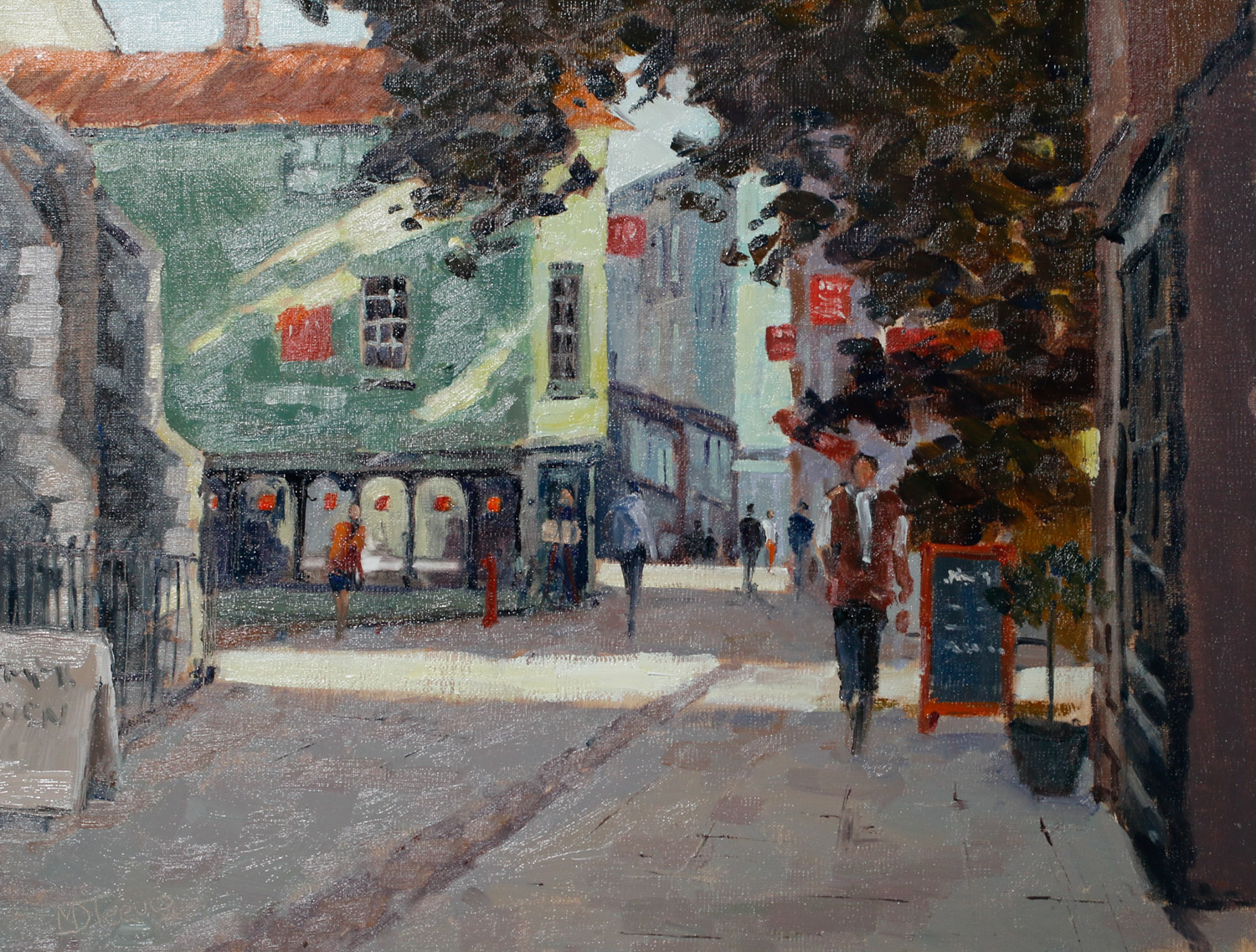 Artist Mo Teeuw - Towards Lobster Lane, £490 14x18 Oil on Canvas at Paint Out Norwich 2015