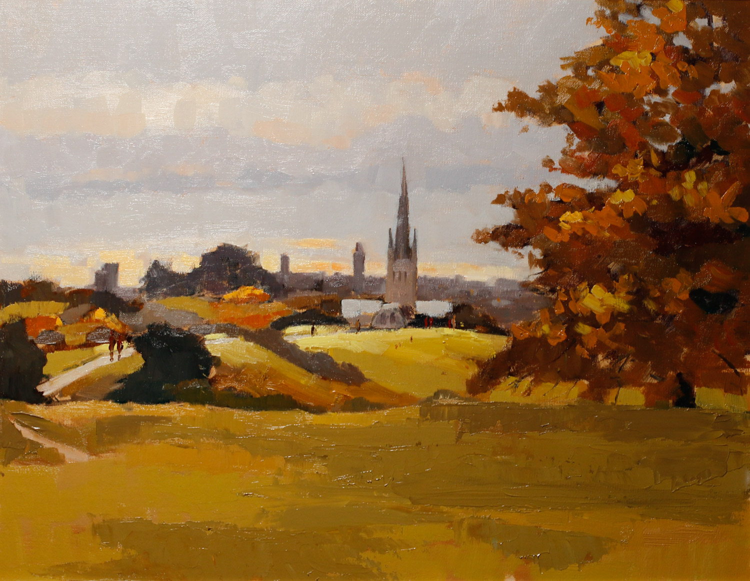 Artist Mo Teeuw - View of Norwich from Mousehold Heath 14x18 Oil on Canvas at Paint Out Norwich 2015