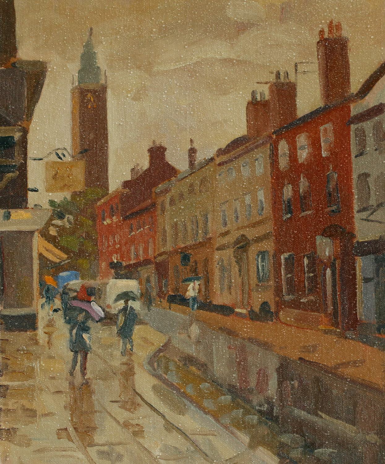 Artist Rod Major - Rainy Day, St Giles, £275 12x10 Oil on Board at Paint Out Norwich 2015