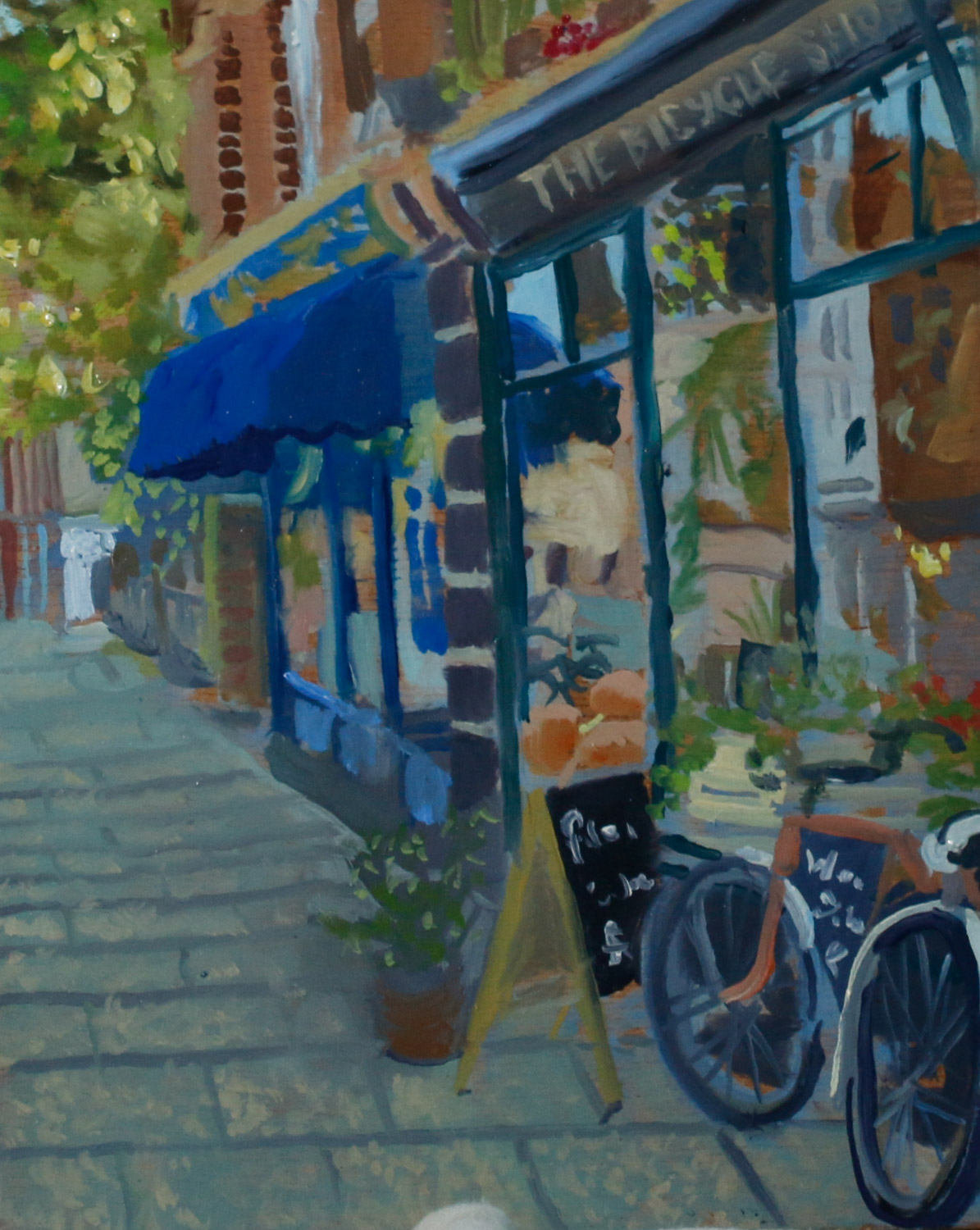 Artist Susan Mann - The Bicycle Way, £360 7x9 Studio Prepared Oil on Board at Paint Out Norwich 2015