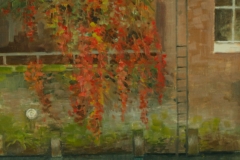 Artist Jennifer Sendall - Red and Green on the River Wensum, £485 12x16 Oil on Linen at Paint Out Norwich 2015