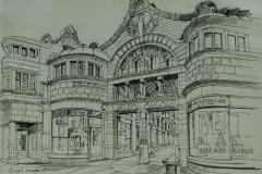 Artist Liam Wales - Royal Arcade, £750 16x24 Ink & Charcoal on Paper at Paint Out Norwich 2015