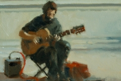 Artist Michael Richardson - A Banking Busker, £650 12x10 Oil on Board at Paint Out Norwich 2015