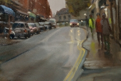 Artist Michael Richardson - Damp Afternoon, St Benedict Street 12x16 Oil on Board at Paint Out Norwich 2015