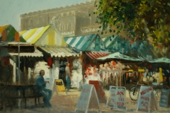 Artist Michael Richardson - Early Light Norwich Market 16x20 Oil on Board at Paint Out Norwich 2015