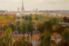 Artist Michael Richardson - The City from Mousehold Heath 16x20 Oil on Board at Paint Out Norwich 2015