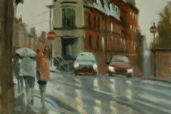 Artist Michael Richardson - Wet Morning, St Benedict Street 12x16 Oil on Board at Paint Out Norwich 2015