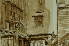 Artist Nigel Moody - Tombland Alley, £395 7x10 Pen, Brush & Ink at Paint Out Norwich 2015 photo