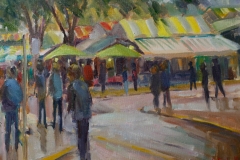 Artist Sally Balick - The Busy Corner, £400 11x14 Oil on Board at Paint Out Norwich 2015 photo