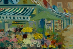 Artist Susan Mann - Flowers in the Rain (Waiting for the Army), £370 7.5x9.5 Studio Prepared Oil on Board at Paint Out Norwich 2015