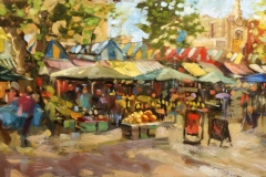 Artist Robert Nelmes 'Norwich Market', £950 Oil, 100x50cm, Paint Out Norwich 2016 - Freestyle First Prize. Photo by Katy Jon Went