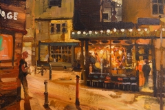 Artist Robert Nelmes, 'Sasha Eating His Chips', Pottergate, Norwich, Oil, 41x30cm, £375. Photo © Katy Jon Went