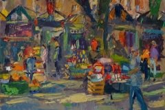 Andrew Farmer, 'The Market, Morning Light', Norwich Market, Oil, 50x40cm, <a href="http://www.paintout.org/artists/andrew-farmer#buy">FOR SALE</a>, £695
