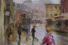 Artist Rob Pointon, 'Changing Skyline', Westlegate, Oil, 40x40cm, SOLD. Paint Out Norwich 2018 1st Prize Winner