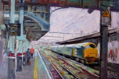 Tony Robinson, 'No. 31 Diesel', Norwich Station, Oil, 14x18in, <a href="http://www.paintout.org/artists/tony-robinson#buy">FOR SALE</a>, £495