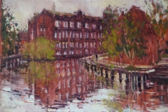 Sarah Allbrook, 'Art School Reflections', Fye Bridge, Oil, 12x18in, SOLD