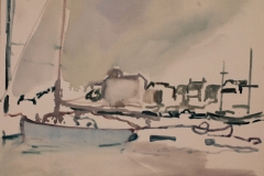 Artist Tom Lamprell - Harbor, £2000 36 X 36 Oil on Canvas at Paint Out Wells 2015