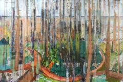 Artist Alfie Carpenter 'Which Way to the Beach ', The Forest, SOLD Mixed media, 10 x 16 (Pai